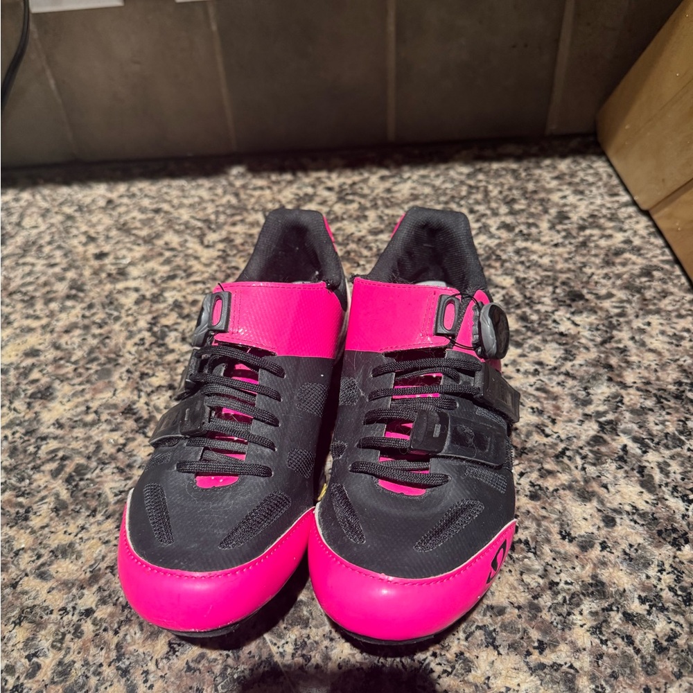 Black and Pink Cycling Shoes